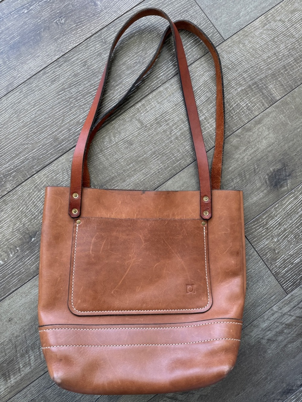 Classic Brown Leather Tote Shoulder Bag